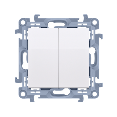 Simon 10 Łącznik świecznikowy z podświetleniem LED i do wersji IP44 10A 250V zaciski śrubowe biały !Posiada wkładkę uszczelniającą pod klawisze CW5BL.01/11 KONTAKT (CW5BL.01/11)